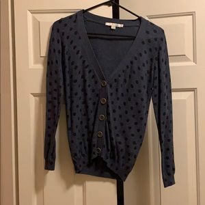 Boden Navy and grey/black polka dot cardigan